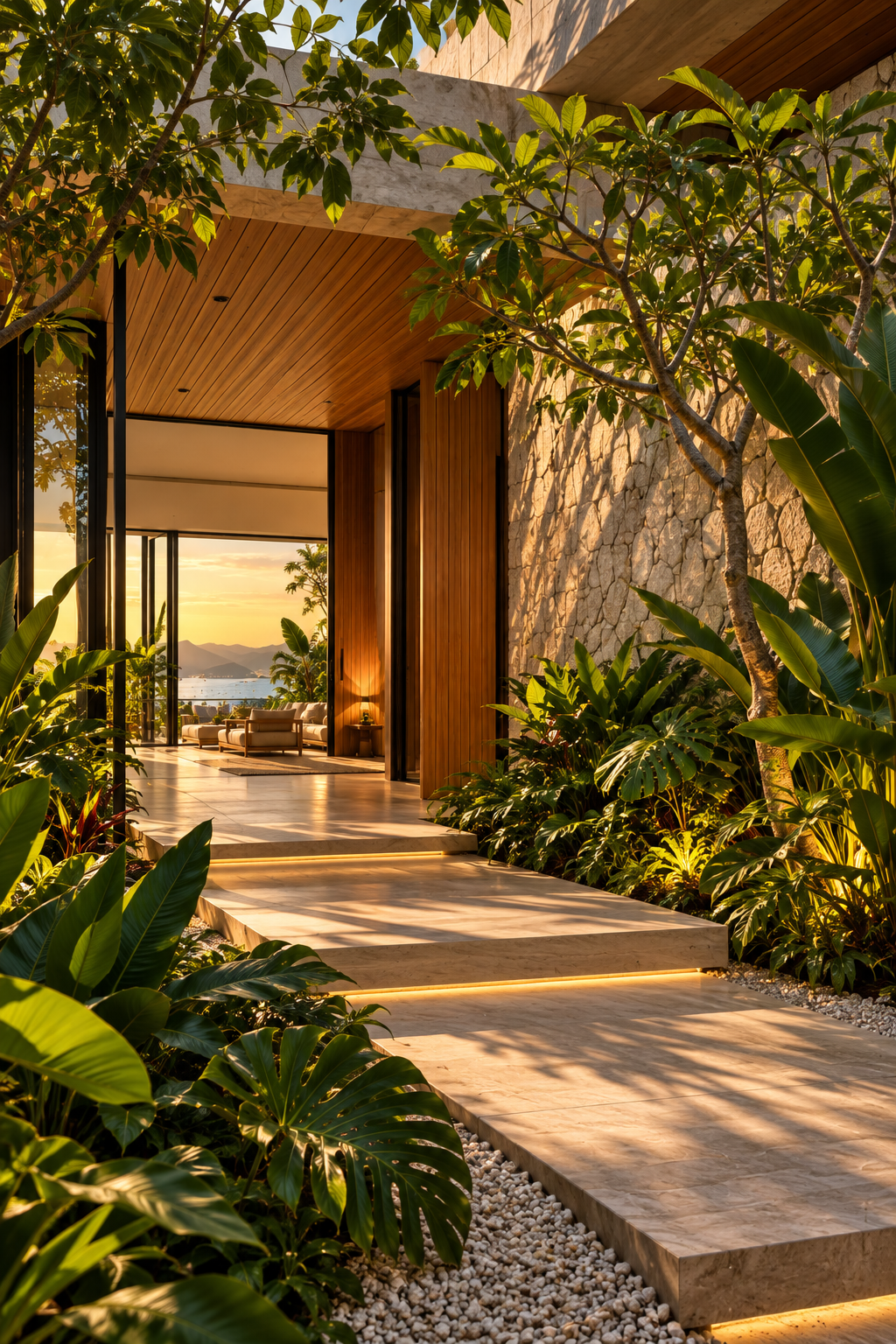 Imagem conceitual de arquitetura contemporânea integrada à vegetação